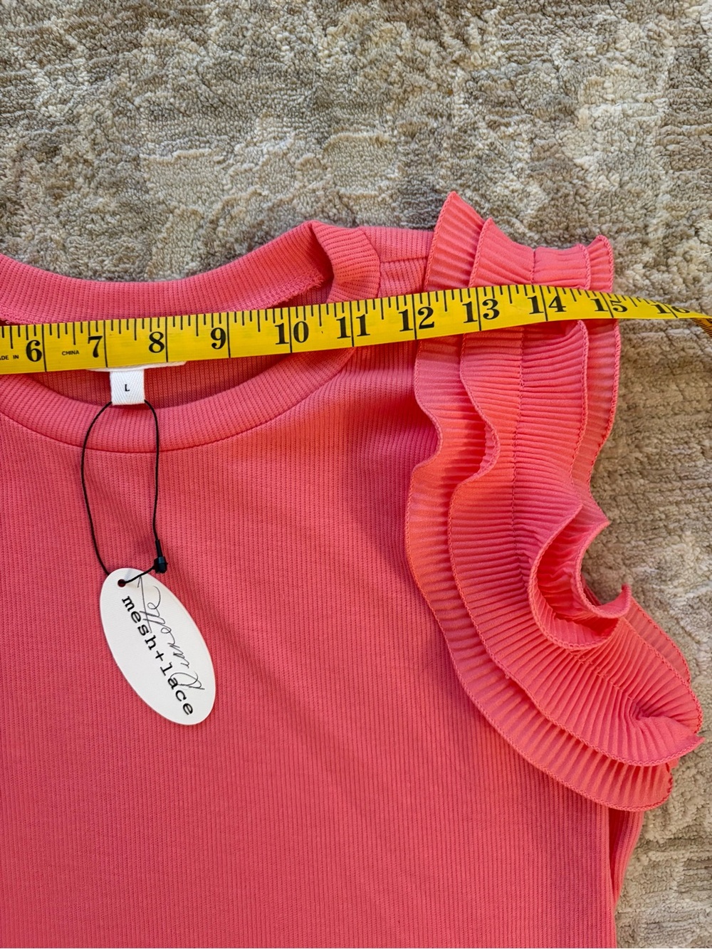 CORAL RUFFLE SLEEVE TOP 🪸 - Picture 4 of 5